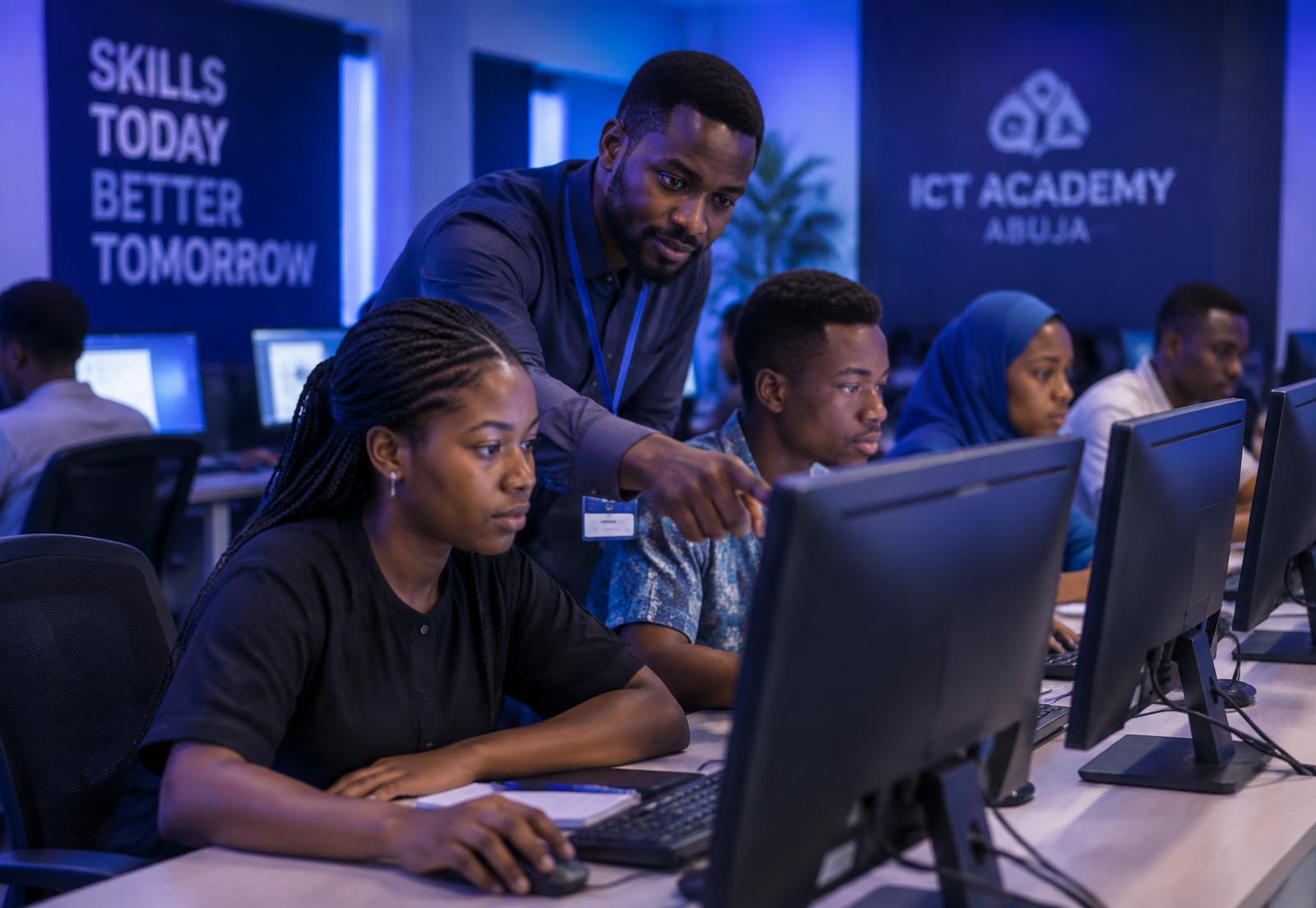 DLAN Academy students training on computers in Abuja